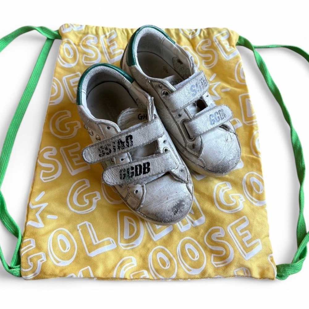 Golden Goose Kids White and Green Sneakers - Picture 3 of 5